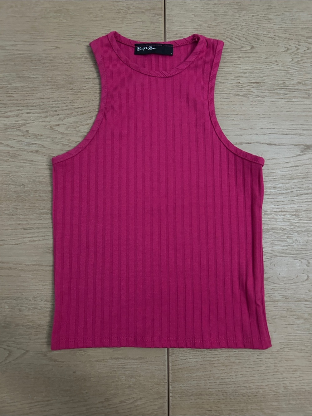 Brit & Bri - Bright Pink Ribbed Tank Top - Women